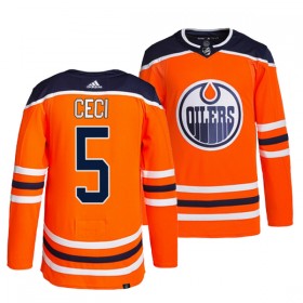 Edmonton Oilers tröja Cody Ceci 5 Adidas Orange Authentic - NHL Tröjor Herr